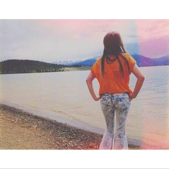 Free People RARE Bali Jeans Bleached Flared Bell Bottoms Boho Hippy Pants 25 - Picture 12 of 13